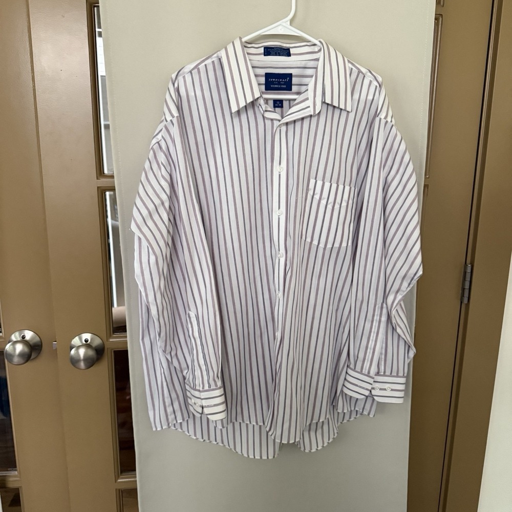 Towncraft Men's 18 XXL Vertical Stripe Long Sleeve‎ Button Up Shirt Top